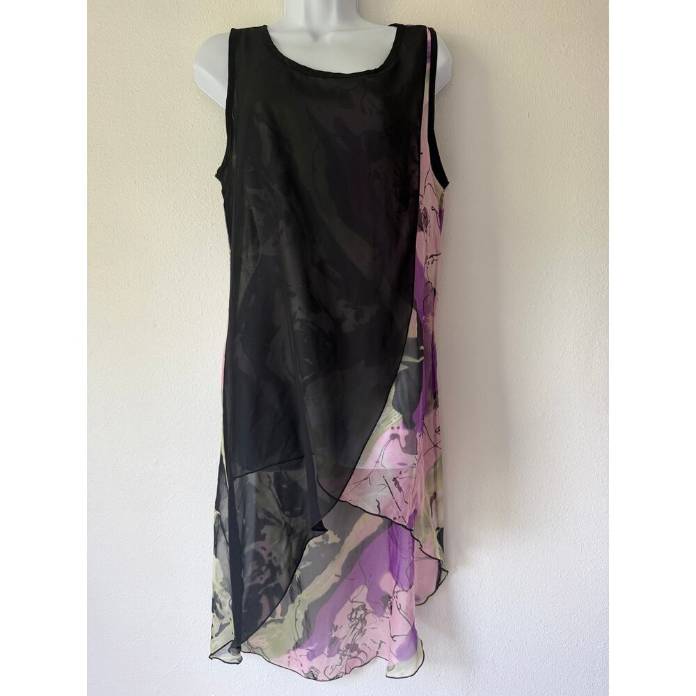 Sleeveless Purple Black Sheer Flowy Layered Fairycore Romantic Goth Dress Size S